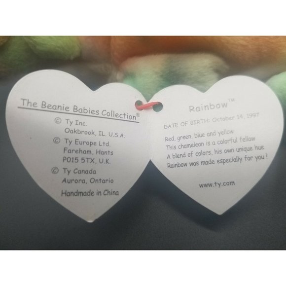  BEANIE BABY RAINBOW the Chameleon 1997 will come w/hang tag protector - Picture 6 of 8